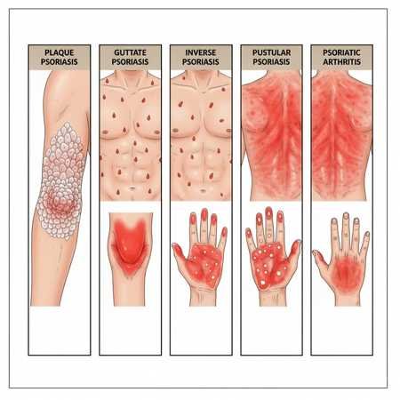 Psoriasis plaque on elbow showing scaly skin